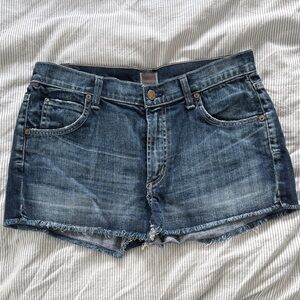 Citizens Of Humanity Medium Blue Distressed Denim Cutoff Shorts